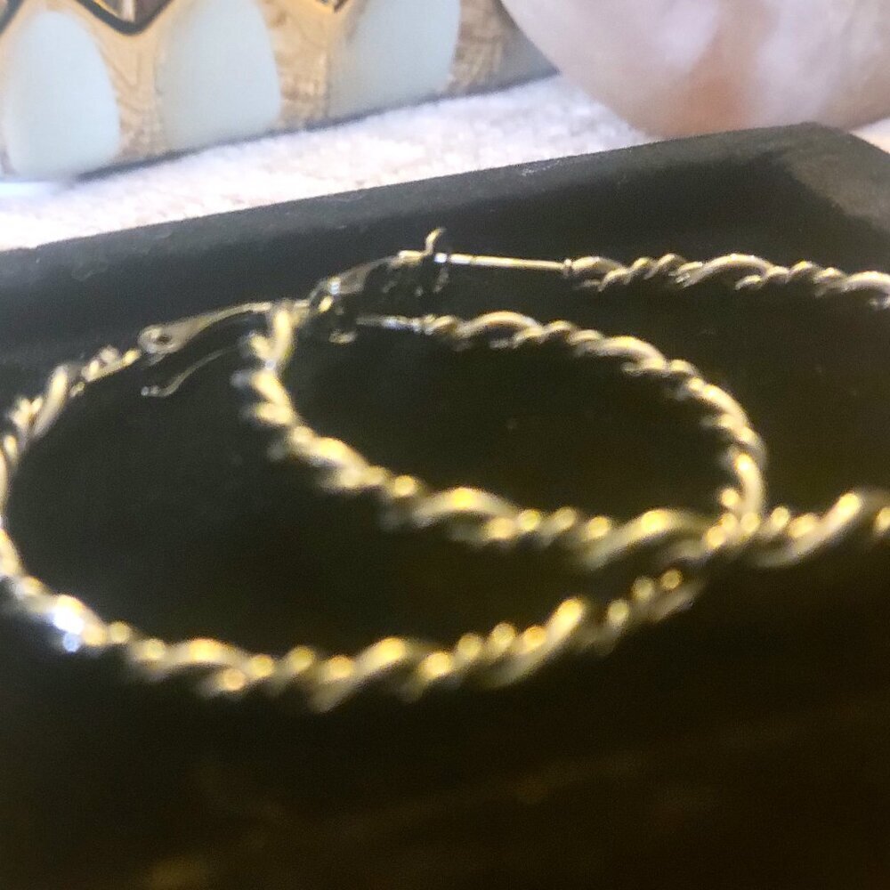2" Diameter Twisted Dark Metal Hoops - Picture 4 of 4
